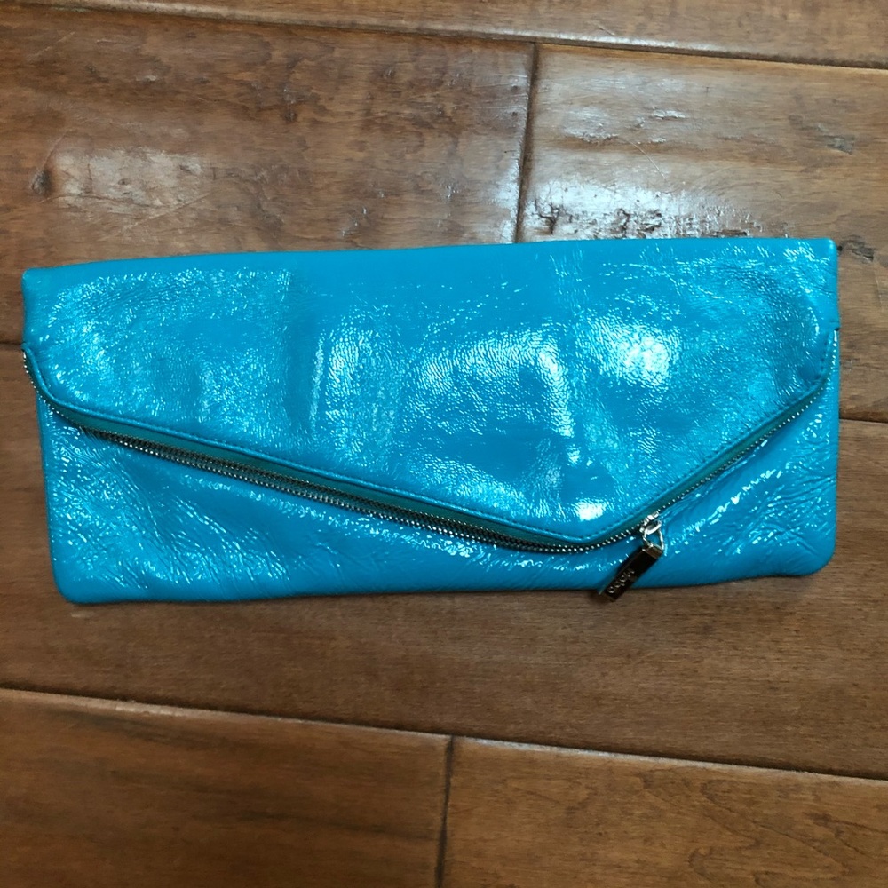 Blue Patent leather clutch